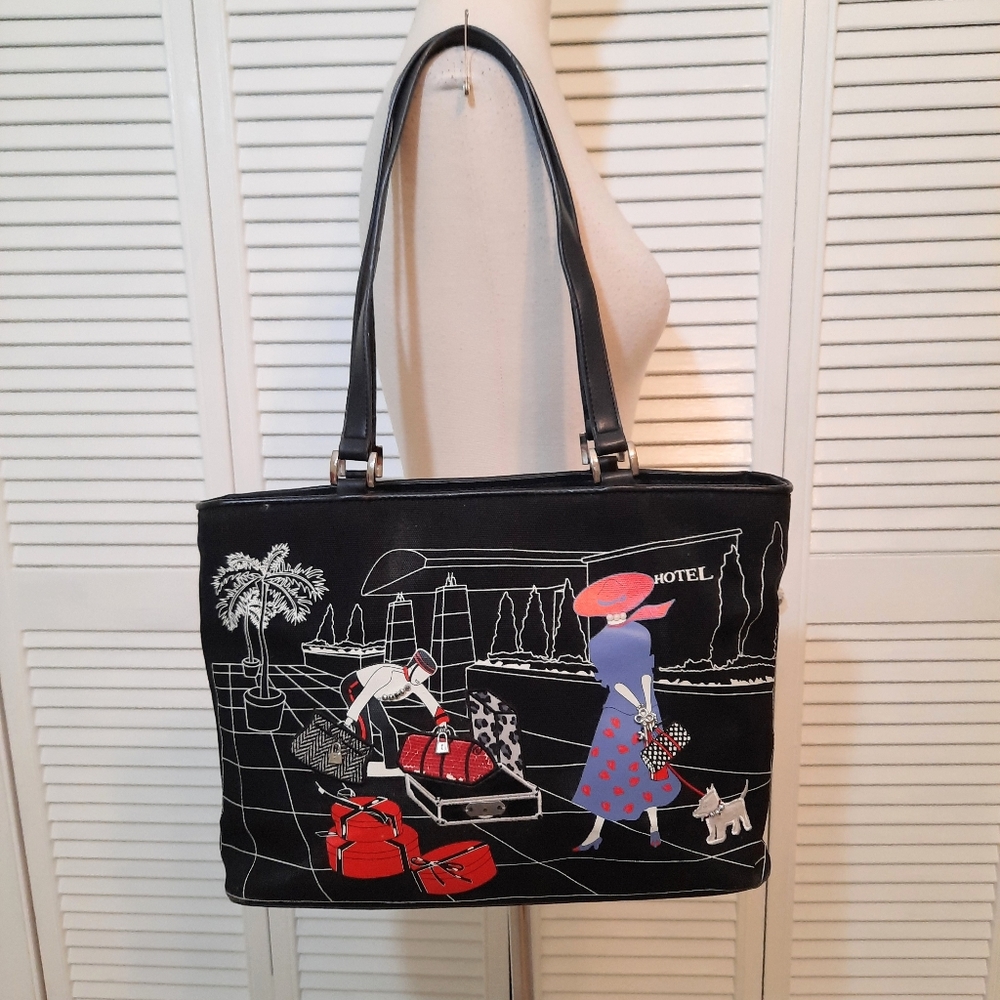 Vera bradley large red hat bellhop puppy purse shoulder bag